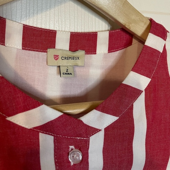 Cremieux red & white striped 3/4 length sleeves dress sz 2 - Picture 4 of 13